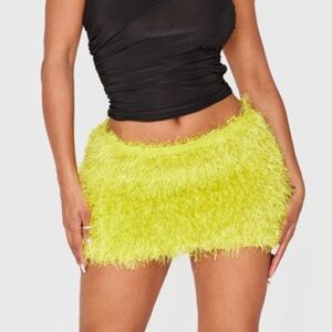 Prettylittlething | Shape Lime Low Rise
Faux Leather Tassle Mini Skirt